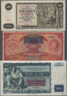 03730 Slovakia / Slovakei: Set With 13 Banknotes Comprising For Example 500 And 1000 Korun Overprint Series ND(1939) Spe - Slovakia