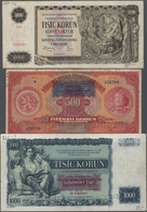 03730 Slovakia / Slovakei: Set With 13 Banknotes Comprising For Example 500 And 1000 Korun Overprint Series ND(1939) Spe - Slovaquie