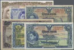 03735 Thailand: Set With 16 Banknotes Thailand And Siam Comprising For Example 1 Baht 1933 P.16b (F), 1 Baht 1934 P.22 ( - Thailand