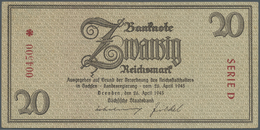 04010 Deutschland - Deutsches Reich Bis 1945: 20 Reichsmark 1945 Ro.184b Mit 6-stelliger Kennummer, Selten, Vertikal Gef - Other & Unclassified