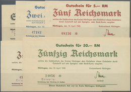 04016 Deutschland - Alliierte Miltärbehörde + Ausgaben 1945-1948: Nürtingen, Kreisverband, 1, 2, 5, 20, 50 RM, 10.4.1945 - Other & Unclassified