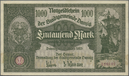 04060 Deutschland - Nebengebiete Deutsches Reich: Danzig 1000 Mark 1923 Pick 16, Leichte Mittelfalte Und Falten Am Obere - Altri & Non Classificati