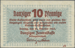 04066 Deutschland - Nebengebiete Deutsches Reich: Danzig 10 Pfennige 1923 P. 35a, Verschiedene Falten Im Papier, Keine R - Autres & Non Classés