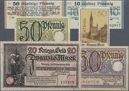 04071 Deutschland - Nebengebiete Deutsches Reich: Lot Mit 6 Notgeldausgaben Danzig, Dabei 10 Un D50 Pfennig 1916, Kriegs - Autres & Non Classés