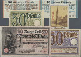 04071 Deutschland - Nebengebiete Deutsches Reich: Lot Mit 6 Notgeldausgaben Danzig, Dabei 10 Un D50 Pfennig 1916, Kriegs - Other & Unclassified