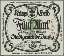 04072 Deutschland - Nebengebiete Deutsches Reich: 5 Mark Kriegsgeld Der Stadt Danzig 1918, Ro.786a, Oben Links Und Unten - Autres & Non Classés