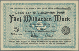 04078 Deutschland - Nebengebiete Deutsches Reich: 5 Milliarden Mark Danzig 1923, Ro.809a, Beschriftungen Am Rand Sonst P - Autres & Non Classés