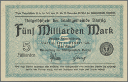 04078 Deutschland - Nebengebiete Deutsches Reich: 5 Milliarden Mark Danzig 1923, Ro.809a, Beschriftungen Am Rand Sonst P - Other & Unclassified