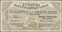 04081 Deutschland - Nebengebiete Deutsches Reich: Danzig, 50 Danziger Gulden, 1. November 1923, Nummer "053881". Vorders - Autres & Non Classés