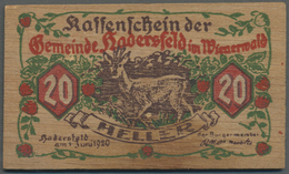 04099 Deutschland - Notgeld Besonderer Art: Hadersfeld Im Wienerwald (Österreich), Gemeinde, 10, 20, 50 Heller, 1.6.1920 - Other & Unclassified