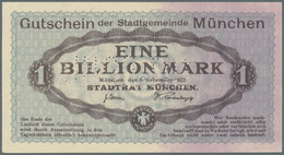 04125 Deutschland - Notgeld - Bayern: München, Stadt, 1 Bio. Mark, Muster Mit Perforation "UNGILTIG", Kassenfrisch; 5 Bi - [11] Emissions Locales