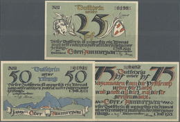 04127 Deutschland - Notgeld - Bayern: Oberammergau, Gemeinde, 25, 50, 75 Pf., 1.7.1921, Büttenpapier, Mit Rand, KN 198, - [11] Emissions Locales