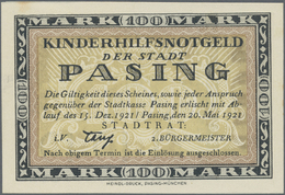 04129 Deutschland - Notgeld - Bayern: Pasing, Stadt, Kinderhilfs-Notgeld, 100 Mark, 20.5.1921, Erh. I- - [11] Emissions Locales