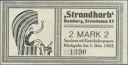 04160 Deutschland - Notgeld - Hamburg: Hamburg, "Strandkorb" Steindamm 83, 2 Mark, O. D. - 1.12.1922, Vs. Ohne Unterdruc - [11] Local Banknote Issues