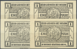 04173 Deutschland - Notgeld - Niedersachsen: Rüstringen, Rüstringer Heimatbund, 4 X 1 Mark, 1921, Jeweils Ohne Punkt Nac - [11] Local Banknote Issues