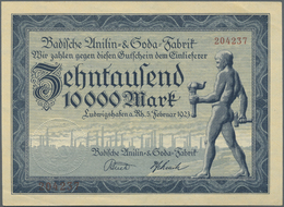 04177 Deutschland - Notgeld - Pfalz: Ludwigshafen, Badische Anilin- Und Soda-Fabrik, 10 000 Mark, 5.2.1923, Unterschrift - [11] Local Banknote Issues