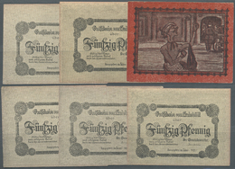 04211 Deutschland - Notgeld - Schleswig-Holstein: Halebüll, Gemeinde, 6 X 50 Pf., 1921, Vs. Grau, Rs. Rot, Erh. I- (4), - [11] Local Banknote Issues