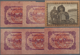 04212 Deutschland - Notgeld - Schleswig-Holstein: Halebüll, Gemeinde, 6 X 50 Pf., Vs. Rot, Rs. Braun, Erh. I, II, Total - [11] Local Banknote Issues