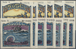 04219 Deutschland - Notgeld - Schleswig-Holstein: Süsel, Gemeinde, 6 X 75 Pf. (5 X Gerades Und 1 X Kursives No.), 7 X 1 - [11] Local Banknote Issues