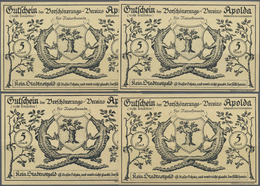 04226 Deutschland - Notgeld - Thüringen: Apolda, Verschönerungsverein, 4 X 5 Mark, O. D., Spendenscheine, Erh. I, Total - [11] Emissions Locales