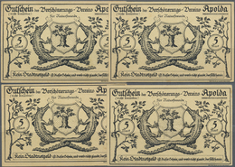 04227 Deutschland - Notgeld - Thüringen: Apolda, Verschönerungsverein, 4 X 5 Mark, O. D., Spendenscheine, Erh. II, Total - [11] Emissions Locales