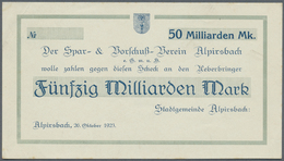 04258 Deutschland - Notgeld - Württemberg: Alpirsbach, Stadtgemeinde, 50 Mrd. Mark, 26.10.1923, Ohne KN Und Unterschrift - [11] Local Banknote Issues