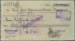 04260 Deutschland - Notgeld - Württemberg: Alpirsbach, M. Beisse, 7 Mrd. Mark, 18.9.1923, Scheck Des Spar- Und Vorschuss - [11] Emissioni Locali