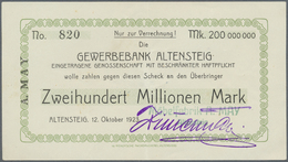 04264 Deutschland - Notgeld - Württemberg: Altensteig, Möbelfabrik A. May, 200 Mio. Mark, 12.10.1923, Nominale Weder Bei - [11] Emissions Locales