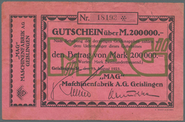 04285 Deutschland - Notgeld - Württemberg: Geislingen, MAG Maschinenfabrik AG, 200 Tsd. Mark, 13.8.1923, Mit KN, Uschr. - [11] Emissions Locales