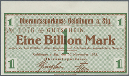 04290 Deutschland - Notgeld - Württemberg: Geislingen, Oberamtssparkasse, 1 Billion Mark, 20.10.1923, Druckfirma "MAURER - [11] Emissions Locales