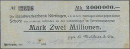 04316 Deutschland - Notgeld - Württemberg: Nürtingen, A. Melchior & Cie., 2 Mio. Mark, 30.8.1923 (Datum Gestempelt), Sch - [11] Emissions Locales