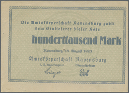 04325 Deutschland - Notgeld - Württemberg: Ravensburg, Amtskörperschaft, 200 Tsd. Mark, 18.8.1923, "Zwei" Der Wertzeile - [11] Emissions Locales