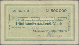 04352 Deutschland - Notgeld - Württemberg: Schramberg, Schramberger Uhrfedernfabrik GmbH, 500 Tsd. Mark, Unterdruck Grün - [11] Emissions Locales