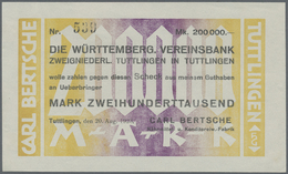 04368 Deutschland - Notgeld - Württemberg: Tuttlingen, Carl Bertsche, 200 Tsd. Mark, 20.8.1923, Scheck Auf Württ. Verein - [11] Emissions Locales