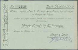 04387 Deutschland - Notgeld - Württemberg: Wangen, Hoyer & Lavo KG, 50 Mio. Mark, 13.10.1923 (Datum Gestempelt - Nicht B - [11] Emissions Locales