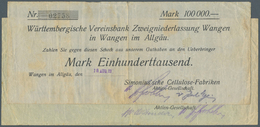 04391 Deutschland - Notgeld - Württemberg: Wangen, Simonius'sche Cellulose-Fabriken AG, 100 Tsd. Mark, 10.8.1923 (wohl B - [11] Emissions Locales