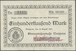 04401 Deutschland - Notgeld - Württemberg: Welzheim, Oberamtssparkasse, 100, 500 Tsd., 1 Mio. Mark, 10.8.1923, Erh. Meis - [11] Emissions Locales