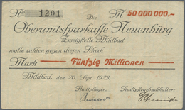 04404 Deutschland - Notgeld - Württemberg: Wildbad, Stadtgemeinde, 50 Mio. Mark, 20.9.1923, Wertzeilen Zinnoberrot Bzw. - [11] Emissions Locales