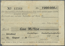 04405 Deutschland - Notgeld - Württemberg: Wildbad, Stadtgemeinde, 1 Mio. Mark, 15.8.1923, Gedr. Scheck Auf Oberamtsspar - [11] Emissions Locales