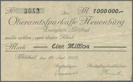 04406 Deutschland - Notgeld - Württemberg: Wildbad, Stadtgemeinde, 1 Mio. Mark, 10.9.1923, 5 Mio. Mark, 20.9.1923; Schec - [11] Emissions Locales