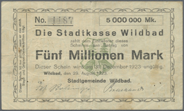 04407 Deutschland - Notgeld - Württemberg: Wildbad, Stadtgemeinde, 5 Mio. Mark, 29.8.1923, Schein Auf Stadtkasse Wildbad - [11] Emissions Locales