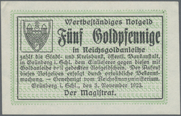 04413 Deutschland - Notgeld - Ehemalige Ostgebiete: Grünberg, Schlesien, Stadt, 5 GPf., 3.11.1923, 2 Mm Eckbug Oben Link - Other & Unclassified