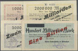 04420 Deutschland - Notgeld - Ehemalige Ostgebiete: Ottmachau, Schlesien, Aktien-Zuckerfabrik, 5, 10, 20 Mrd. Mark, Okto - Altri & Non Classificati