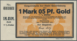 04560 Deutschland - Notgeld - Sachsen-Anhalt: Quedlinburg, Stadt, 1.05 GMk, 1.11.1923, KN, Lot Von 34 Kassenfrischen Sch - [11] Local Banknote Issues