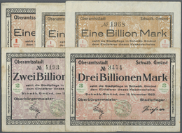 04597 Deutschland - Notgeld - Württemberg: Schwäbisch Gmünd, Oberamtsstadt, 100 Tsd. (3), 500 Tsd. (4) Mark, Varianten D - [11] Emissions Locales