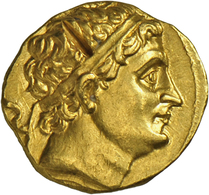 05006 Baktrien: Diodotus I. Ca. 255-235 V. Chr.: Gold-Stater Mit Titel Antiochos II; 8,29 G; Prufeinhieb Auf Dem Avers, - Greche