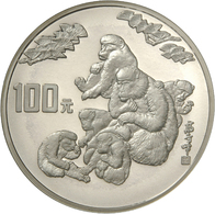05034 China - Volksrepublik: Lunar I, Jahr Des Affen, Silber 100 Yuan (12 OZ) 1992, PCGS PF68 Ultra Cameo, Jumbo Holder. - Cina