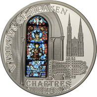 05039 Cook Inseln: WINDOWS OF HEAVEN: Kathedrale Von Chartres "Fenster Der Blauen Jungfrau", 10 Dollars 2013, 50g 925er - Cook Islands