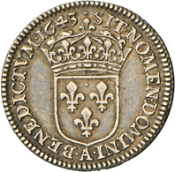 05087 Frankreich: Königkreich: Ludwig XIII (1601-1643), 1/12 ECU 1643. Randschrift LVDOVICO XIII MONETAE RESTITVTORI. Si - Altri & Non Classificati