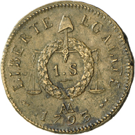 05095 Frankreich: Convention 1792-1795: 1 Sol Aux Balances, An II, 1793 AA, Durchmesser 30 Mm, Gewicht 14,82g, Gadoury 1 - Autres & Non Classés